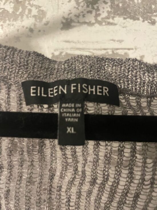 Eileen Fisher Sheer Linen Metallic Knit Vest XL Open Front Lightweight Layering - Picture 6 of 8